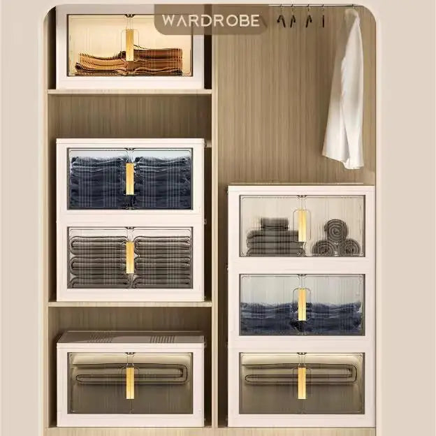 Closet Storage Box And Storage, Folding Storage Box With Door Foldable Storage Cabinet Box