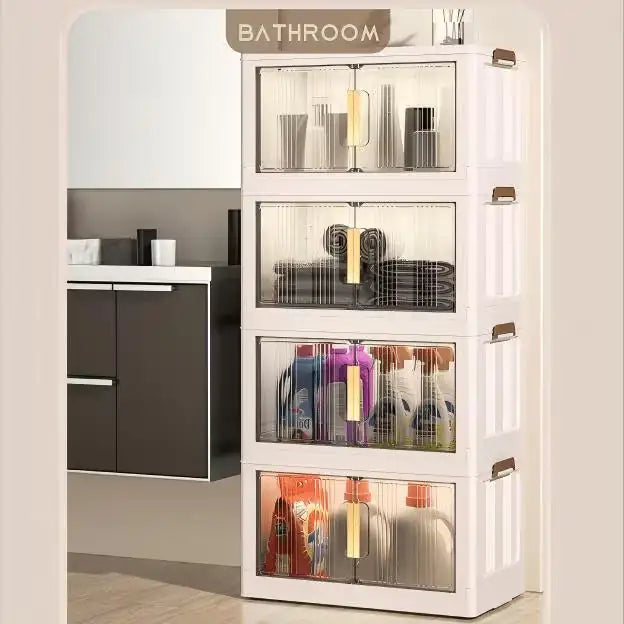 Closet Storage Box And Storage, Folding Storage Box With Door Foldable Storage Cabinet Box